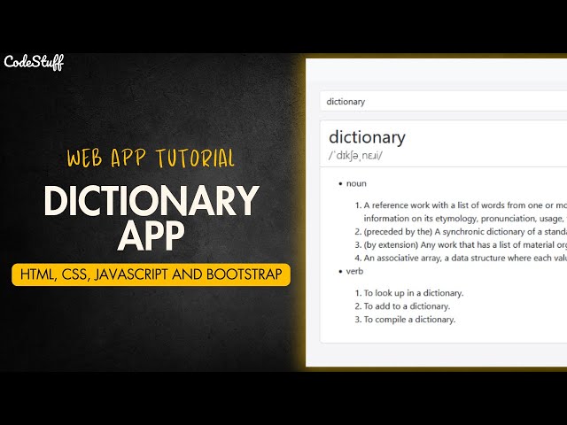 How to make a Dictionary App with HTML, CSS, Bootstrap and JavaScript | Web Tutorial