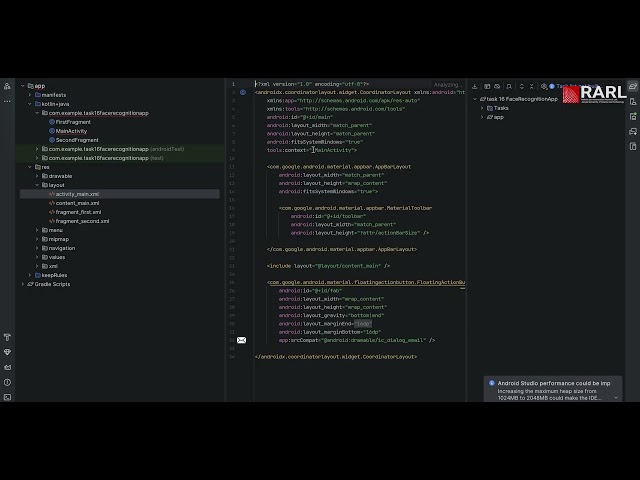 task 16: Face Recognition App in Android Studio | OpenCV & TensorFlow Lite Tutorial [XML + Java]