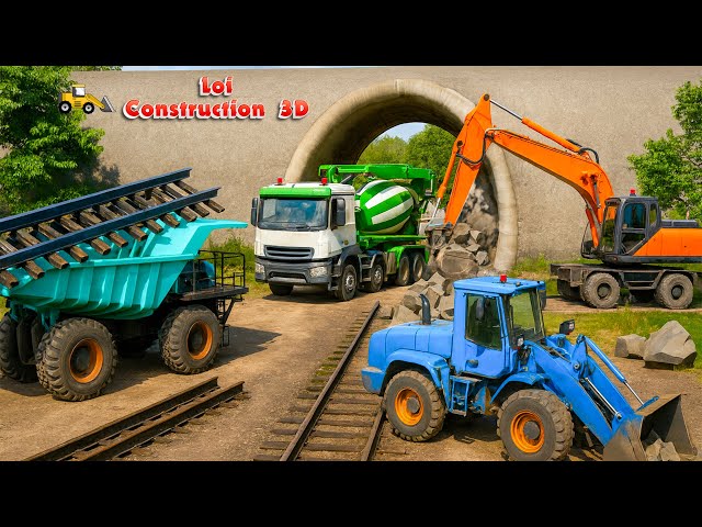 🏔️ Mega Mountain Tunnel! Heavy Excavator & Bulldozer Team Up | Construction Vehicles