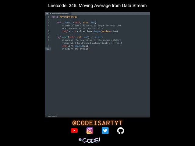 Leetcode 346. Moving Average from Data Stream in Python | Python Leetcode | Python Coding Tutorial