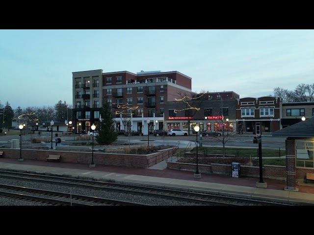 Fly around downtown Westmont, IL at the new development Quincy Station