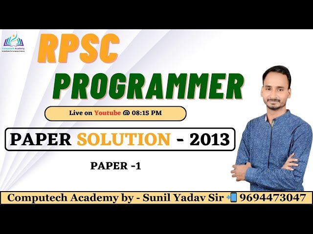 RPSC Programmer | Programmer Paper-2013 Solution  | 9694473047#programmer #rpscprogrammer2024