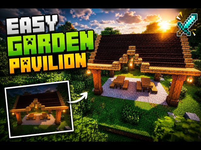 Minecraft Garden Pavilion 🌿 | Easy & Beautiful Garden Gazebo Build Tutorial