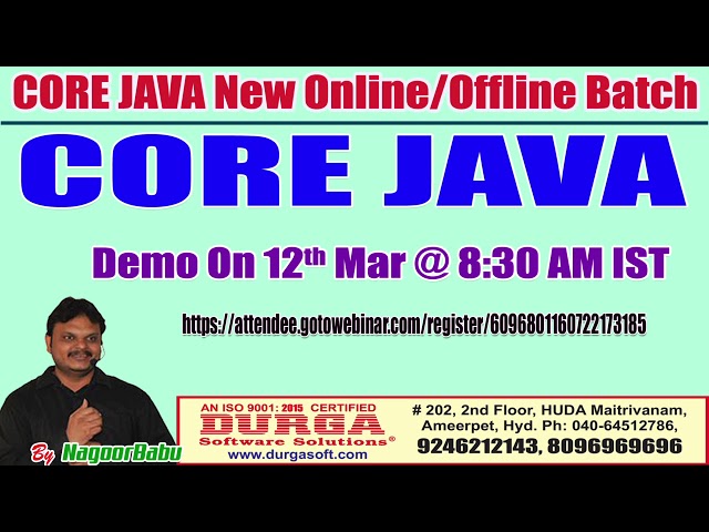 CORE JAVA Online Training in DURGASOFT