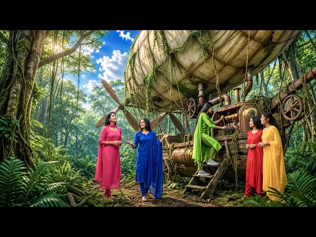Giant Airship Adventure – Five Sisters' Secret Flying Ship 🚀🌙