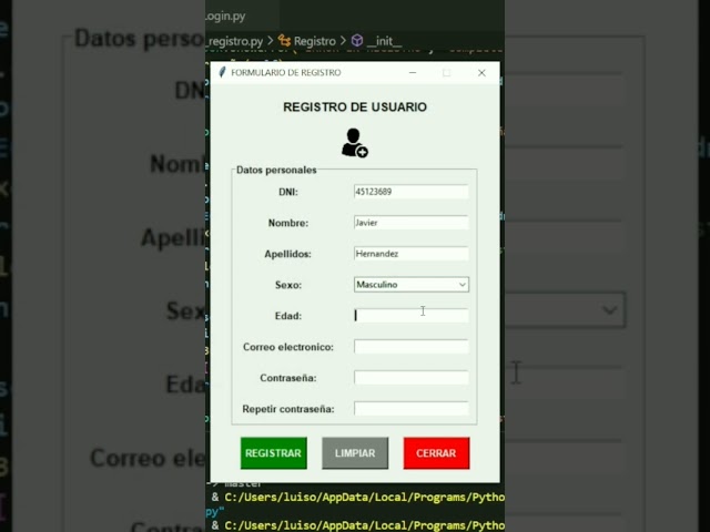 FORMULARIO CON PYTHON Y SQLITE ✅ #technology #new #python #sql #tkinter