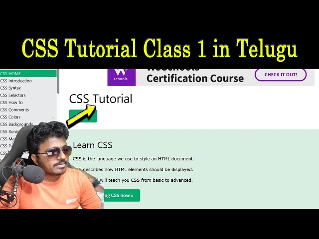 Web Designing Course CSS Tutorial 1 W3 Schools Explanation in Telugu