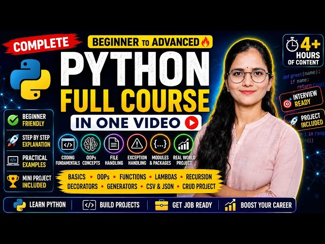 Python Full Course 2026 🔥 | Complete Python Tutorial for Beginners to Advanced | AI, Data Science