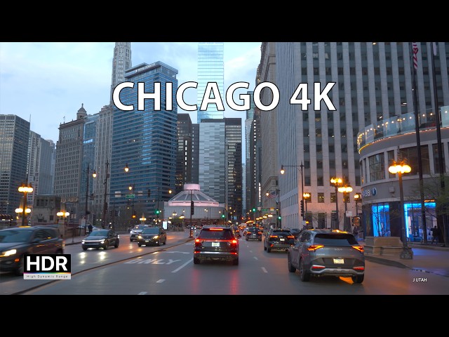 Chicago 4K - Cool Spring Sunset Drive - USA