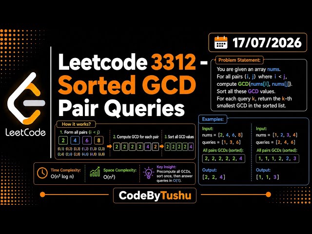 LeetCode 3312 | Sorted GCD Pair Queries | Java Solution | Number Theory | CodeByTushu