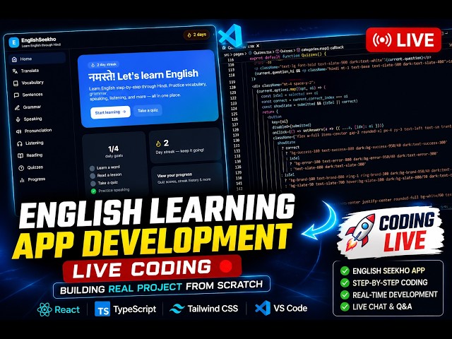 🚀Building an English Learning App LIVE | React + TypeScript + Tailwind CSS | Real Project From Scr..
