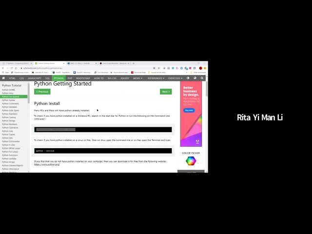 Using W3School to learn Python (part 1)