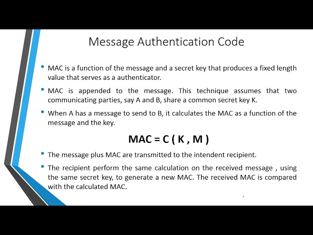 INS: Unit: 6 Message Authentication Code(MAC)