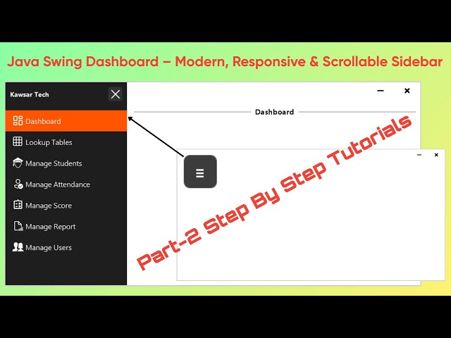 Java Swing Dashboard - Part 2: Building a Modern, Scrollable Sidebar (Step-by-Step)