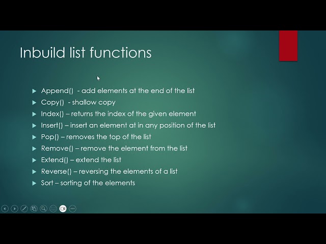 Python List in build functions