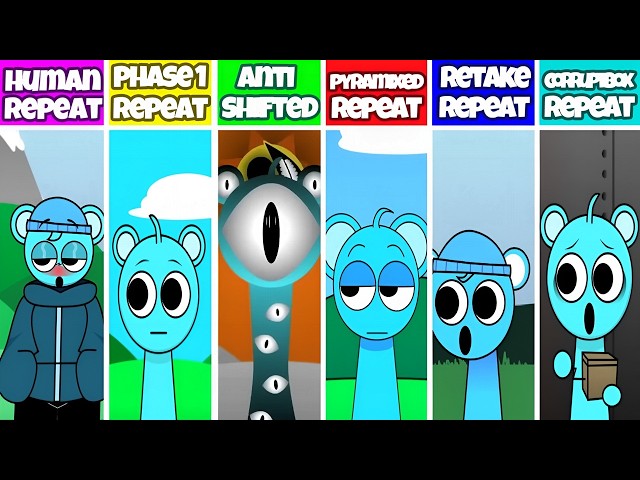 Incredibox Sprunki: HUMAN REPEAT VS CORRUTBOX VS PHASE 1 VS RETAKE VS PYRAMIXED After ANTI-SHIFTED