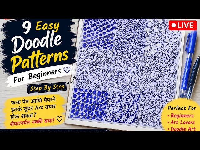 Mrunal RJ Corner is live! Basic Mehandi Designs | 🎨 फक्त पेन आणि पेपरने इतकं सुंदर Doodle Art! 