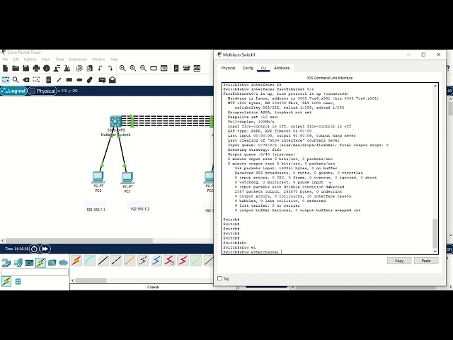 Configuration d'EtherChannel sous Cisco Packet