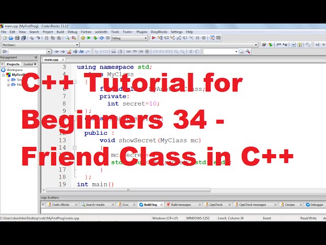 C++ Tutorial for Beginners 34 - Friend Class in C++
