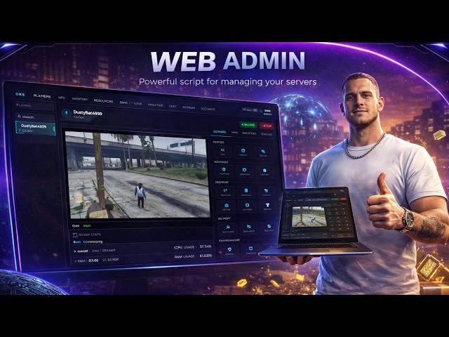 FiveM Admin System — Web Panel + In-Game Menu + Live Screen Streaming