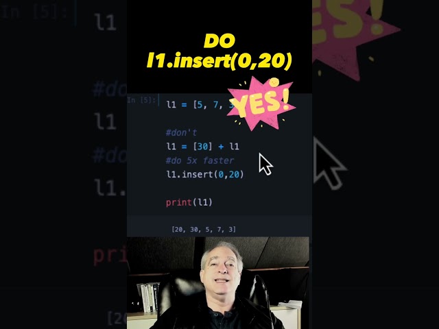 7X FASTER way to insert item at start of Python list 🐍 #shorts #python