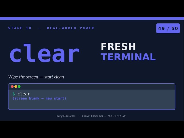 Linux Commands #49 clear - clear — Fresh Terminal Start (and Why Ctrl+L Is Faster)