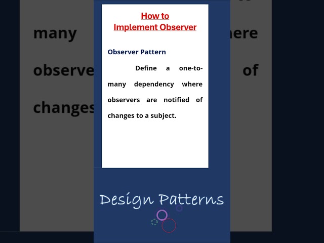 implement observer pattern || design patterns