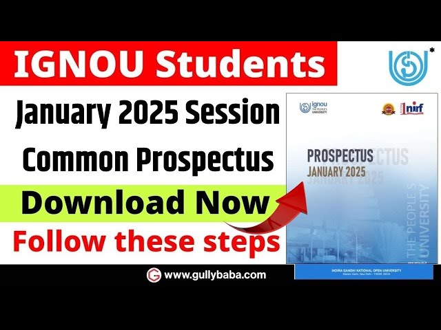 IGNOU Common Prospectus January 2025 || IGNOU Jan 2025 Session Common Prospectus Kaise Download Kare