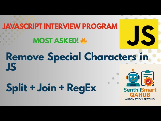 InterviewProgram#10 | Remove Special Characters from a String in JavaScript