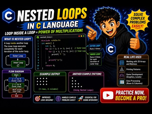 Nested Loops in C Programming Explained | C Tutorial #13