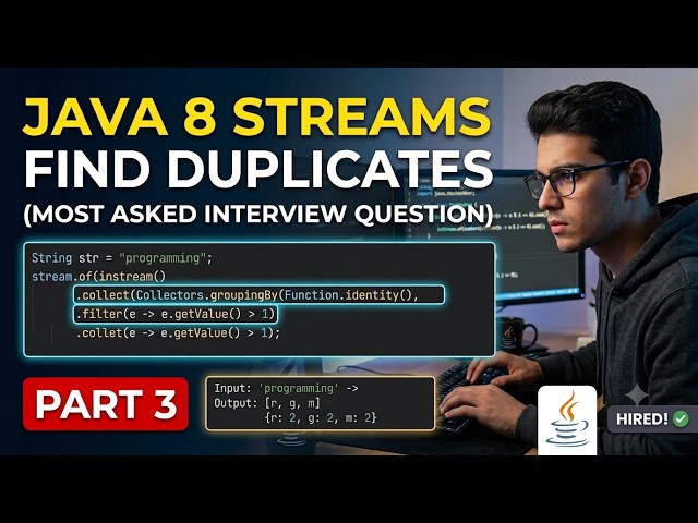 Find Duplicate Characters in a String Using Java 8 Streams (Most Asked Interview Question)