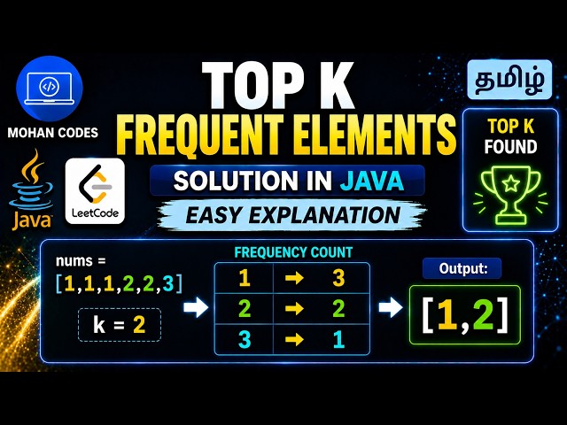 Top K Frequent Elements Leetcode Solution in Java  | Easy Explanation in Tamil