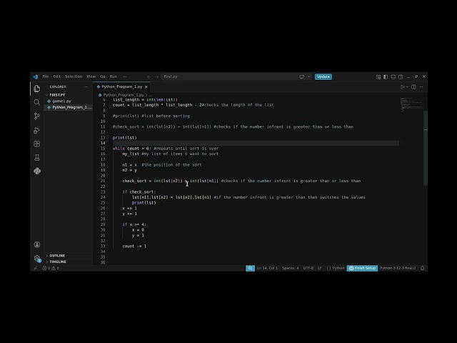 a very simple sorting program in python
