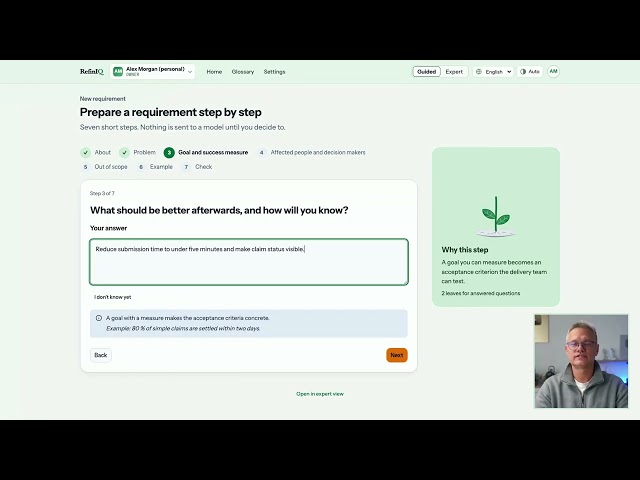 Create your first requirement in RefinIQ | Guided tutorial 1