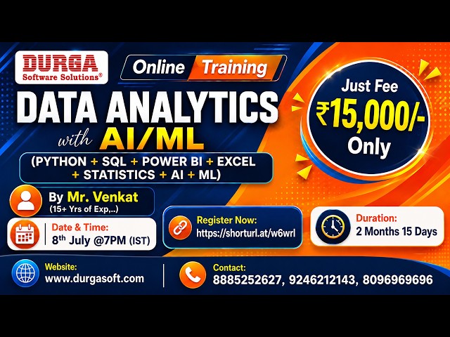 DATA ANALYTICS with AI/ML Online Training @ DURGASOFT