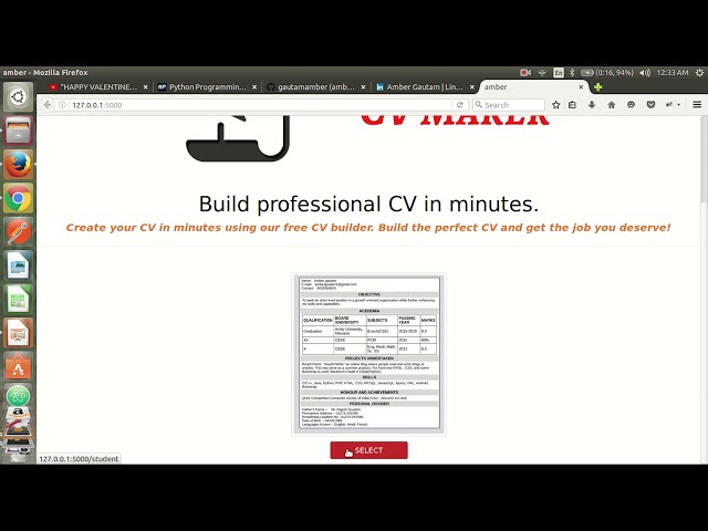 CV Maker| Flask(Python) Web Application