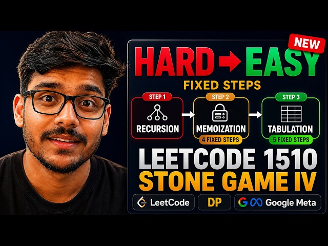 Leetcode 1510. Stone Game IV | Hard to Easiest | Recursion Memo Tabulation | Solve In Seconds