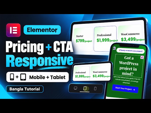 Elementor Pricing + CTA Responsive Design Tutorial Bangla | Mobile & Tablet Setup Part 22