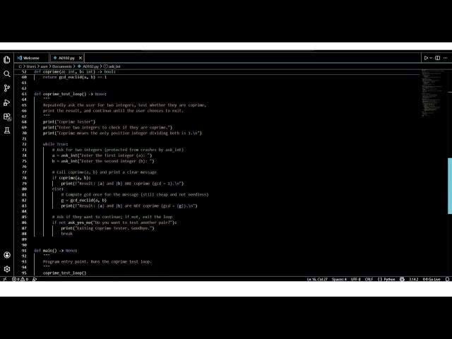 DSC 430: Python Programming – Assignment 0102 (Coprime)
