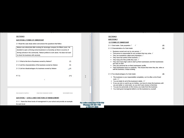 Grade 8 EMS Economic And Management Sciences Paper 1  Term 1 | March Test Paper 