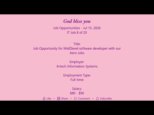 Daily IT Jobs Opportunities 2026-07-15