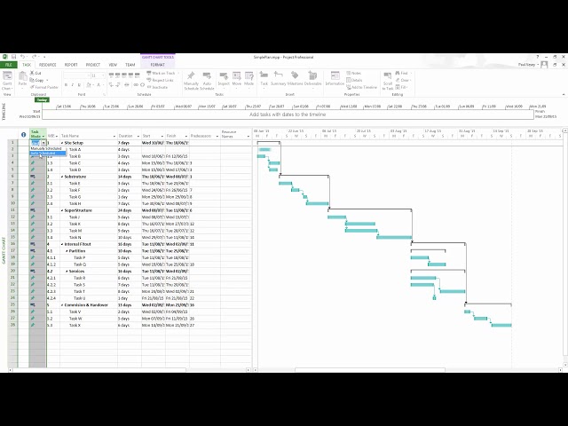 Simple Project Plan in Microsoft Project