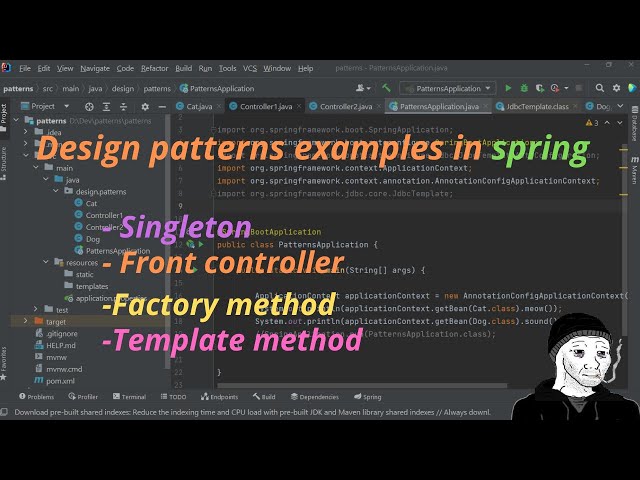 Examples of design patterns used in the spring framework