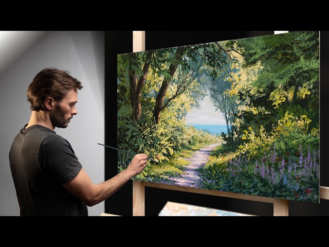 Path To The Sea Landscape Acrylic Painting on Canvas / Satisfying Art | Meer Kunst Malerei Zeichnenn