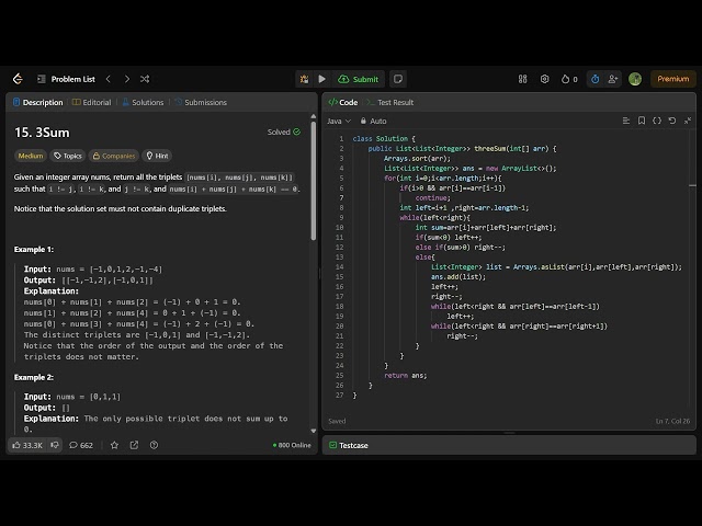 3 sum in java
