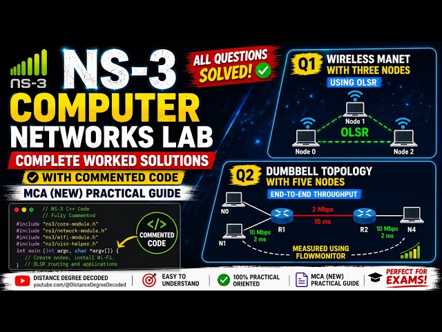 MCSL - 223 | NS-3 Computer Networks Lab | All Important Practical Solutions | MCA Practical (IGNOU)