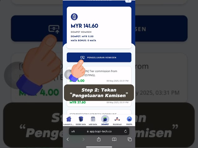 Step-by-Step: Withdraw Komisen Dalam 1 Minit ⏱️ - KopiTech