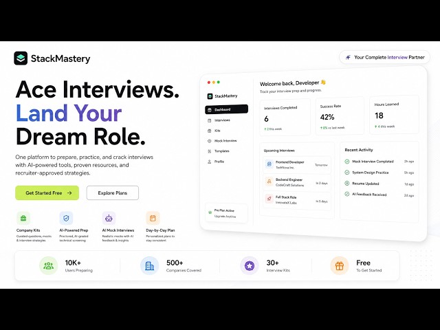 StackMastery is your all-in-one platform for cracking tech interviews. #stackmastery