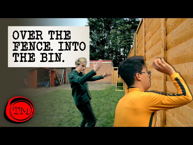 Throw Something Over the Fence Into the Bin | Full Task | Taskmaster